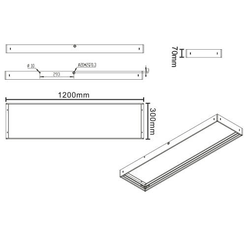 1200X300 SURFACE MOUNTING FRAME